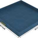HofferRuffer Elegant Decorative Serving Tray, 20"x20" Square Faux Leather Ottoman Tray with Gold Hardware Handles, Coffee Table Serve Tea, Coffee or Breakfast (Navy Blue)