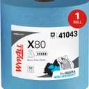 WypAll PowerClean X80 Cloths Heavy Duty Wipes (41043), Jumbo, Extended Use Towels, Blue (1 Roll of 455 Sheets, 455 Sheet Total)
