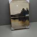 KUVIOKE Watercolor Abstract Mountain Lake Framed Wall Art Brown Landscape Nature Wilderness Painting Nordic Neutral Tan Illustration Decorative Home Decor 16x24in (Natural Framed)