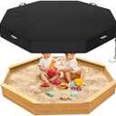 Yexcend Octagon Sandbox Cover, 420D Oxford Cloth Waterproof Outdoor Sand Box Cover for Kids, Protect Sandbox Sand and Toys(Black,84" X 78" X 9")