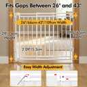 Baby Gate for Stairs & Doorways - Fits Openings 26 to 43 Inches Wide (Must Drill to Install) | 29" Extra Tall with No Bottom Bar | One-Handed Auto-Close Walk-Thru Gate for Kids & Pets, White