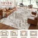 DMOYEST 10x14 Washable Area Rug: Abstract Modern Non-Slip Carpet, Soft Low Pile Indoor Neutral Easy Clean Floor Rugs for Living Room Bedroom Dining Room Kids & Pets - Brown