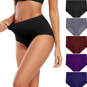 Molasus Women's Cotton Underwear High Waisted Full Coverage Ladies Panties, XL