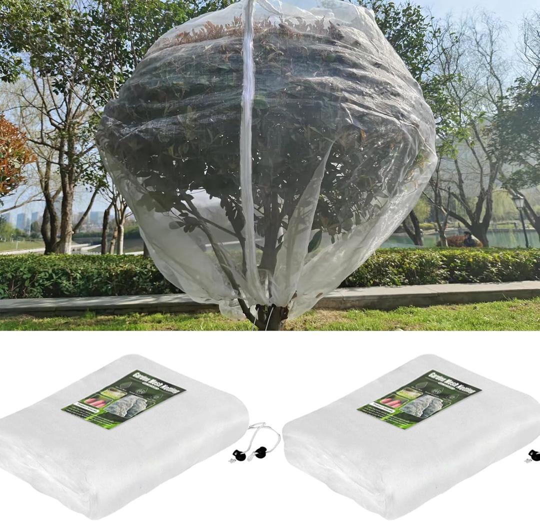 Large 2 Packs Fruit Tree Netting Bags with Zipper and Drawstring, Insect Bird Barrier Netting Plant Covers for Fruit Vegetable Trees, Bushes,Flower in Garden (6 * 6ft)