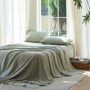 DOZ Sheet Set, 100% Viscose derived from Bamboo, Organically Grown, Buttery Soft, Cooling Sheets, High GSM, Deep Pockets - 4 Piece - 2 Pillowcases 1 Fitted 1 Top Sheet (Sage, Queen)