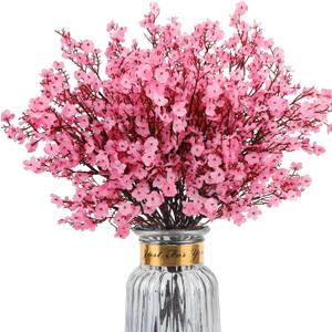 8Pcs Babys Breath Artificial Flowers Silk,Real Touch Pink Bouquets Fake Flowers for Valentine's Day Vase Home Office Wedding Indoor Outdoor Centerpiece Table Decorations