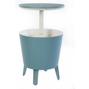 Keter Modern Cool Bar Outdoor Patio Furniture and Hot Tub Side Table with 7.5 Gallon Beer and Wine Cooler, Teal, 19.5 inches x 19.5 inches x 33 inches