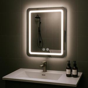LED Bathroom Mirror, 19x27 in Vanity Mirrors with Backlit Lights for Shaving, Fogless Makeup Mirror Wall Mounted with Demister, Dimmable 3 Color Lighting, IP54, Vertically Only