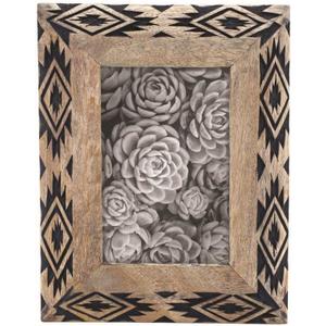 Foreside Home & Garden Natural Wood 4 x 6 inch Tribal Pattern Decorative Wood Picture Frame