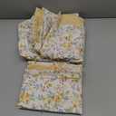 ALEISSEL 100% Natural Cotton Duvet Cover Full Size 3Pcs - Yellow Duvet Cover with Pink & Green Flowers and Leaves on White,Reversible Floral Comforter Cover Sets with Button Closure(80"90",Floral)
