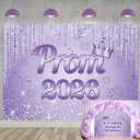 XCKALI Purple Prom 2026 Graduation Backdrop 8x6ft