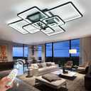 Modern LED Ceiling Light for Living Room Light Fixture Ceiling,41.7in Flush Mount Ceiling Lamps Dimmable with Remote 8 Square Frame (Black)