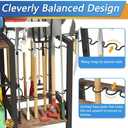 Dobures Garden Tool Organizer with Lockable Wheels, Heavy Duty Yard Tool Storage Rack for Shovels and Rakes, 3 Tier Lawn Care Utility Holder with hooks for Garage, Shed, Yard and Laundry Room