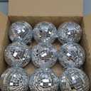 Suwimut 9 Pack Mirror Disco Ball, 4 Inch Small Mirror Ball Ornaments Silver Hanging Disco Balls with Attached String for Reflect Light, Party Favor, Home Bands Decorations, Stage Props, Christmas