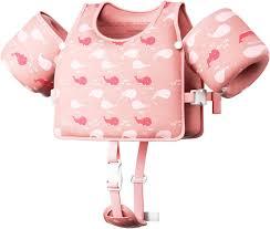 HeySplash Swim Vest for Kids, Toddler Pool Floaties, Children Swimming Vest with Adjustable Strap, Swim Jacket Water Wing Arm Float, Puddle Sea Beach Boat Jumper Boy Girl Baby (B Pink Whale)