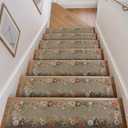 OJIA Floral Stair Treads Non-Slip Stair Runners for Wooden Steps Indoor 15PCS 30"x8" Carpet Stair Treads Mats Staircase Step Treads for Kids, Elders and Dogs, Stair Covers, Brown