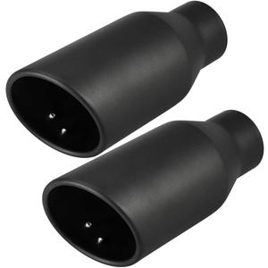 Upower 2.5 inch Inlet 4 inch Outlet Exhaust Tip 2.5" to 4" Exhaust Tailpipe Tips 9" Long Black Weld On 1.2mm Thick Stainless Steel 2 1/2 Inlet Rolled End (Pack of 2)