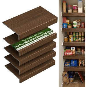 5 Pack 46x16in Wire Shelf Cover for Pantry, Closet, Kitchen – Waterproof Faux Wood-Look Wire Rack Covers for Shelves, Multiple No-Tool Installation, 46x16x2in