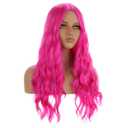 MAGQOO Hot Pink Wig for Women Girls Long Curly Wavy Pink Wigs Middle Part Heat Resistant Hight Density Synthetic Wigs (9.96 x 6.02 x 2.09 in)