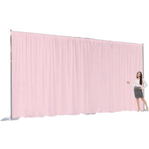 Two Layers Backdrop Made with One Piece Chiffon Tulle & Polyester for Professional Extra Wide Blackout Curtains (Light Pink, 20 x 10 ft)