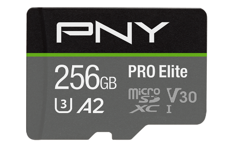 PNY 256GB PRO Elite Class 10 U3 V30 with Adapter for Use with Full Size SD Device