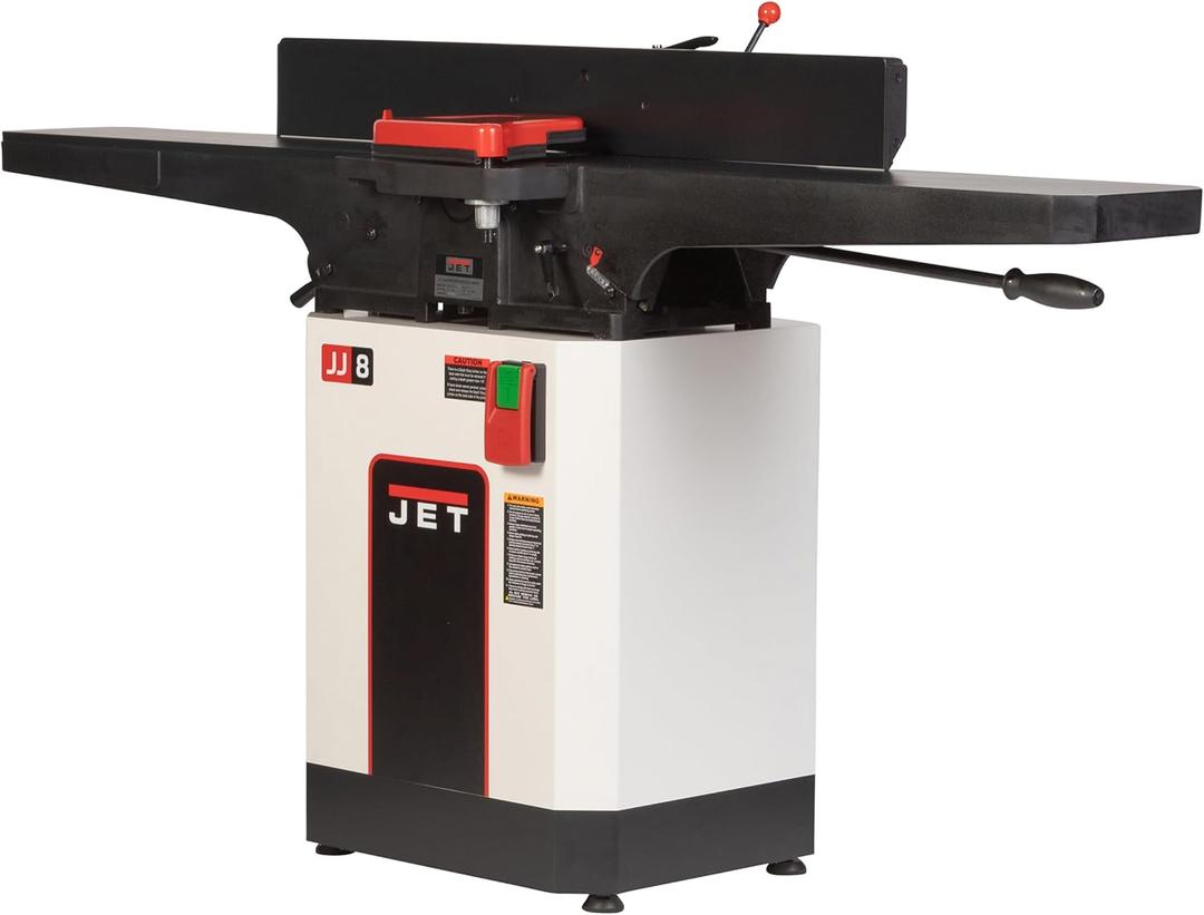 JET Black 8-Inch Jointer, Helical Cutterhead, 2 HP, 230V 1Ph (JWJ-8HH-BLK)