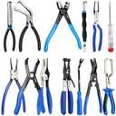 DISEN 13PCS Electrical Disconnect Pliers & Fuel Line Disconnect Tool Set, Automotive Electrical Terminal Connector Separator Removal Tool Kit with Storage Bags, Blue