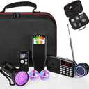 Dunzy 8 Pcs Ghost Hunting Equipment Kit, Include 1 Emf Meter 1 Spirit Ghost Hunting Research Case 1 Voice Recorders 1 Flashlight 1 Speaker 2 Motion Light up Cat Balls and 1 Fm Radio(Emf Meter 1)