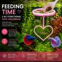 Floating Heart Betta Training Ring, Heart Active Betta Training Floating Ring, Floating Feeder, Betta Loops for Aquarium Decor, Pink, 3.8in x 3.7in (Pink, Single)