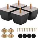 Furniture Legs 2 inch Black Square Sofa Couch Feet Wood Replacement Leg Set of 4 for Ottoman Dresser Cabinet