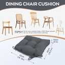 Chair Cushions for Dining Chairs Set of 2 Non Slip Cushions for Kitchen Chairs 4" Thick Seat Cushions 2 Pack Waterproof Chair Pads for Dining Room Indoor with Ties 16.5"x16.5" Tufted Memory Foam Grey