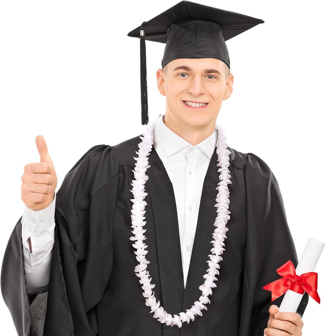 Pikake Lei Hawaiian Luau Lei Graduation Lei Hawaiian Wedding Accessories Artificial Pikake Garland for Wedding Graduation Hawaiian Party, 3.28ft