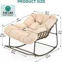 YITAHOME Rocking Papasan Chair, Outdoor Oversized Saucer Chair with Foldable Frame & Comfy Cushion, Wicker Basket Moon Chair for Patio, Porch, Bedroom (Brown+Beige), 1PCS