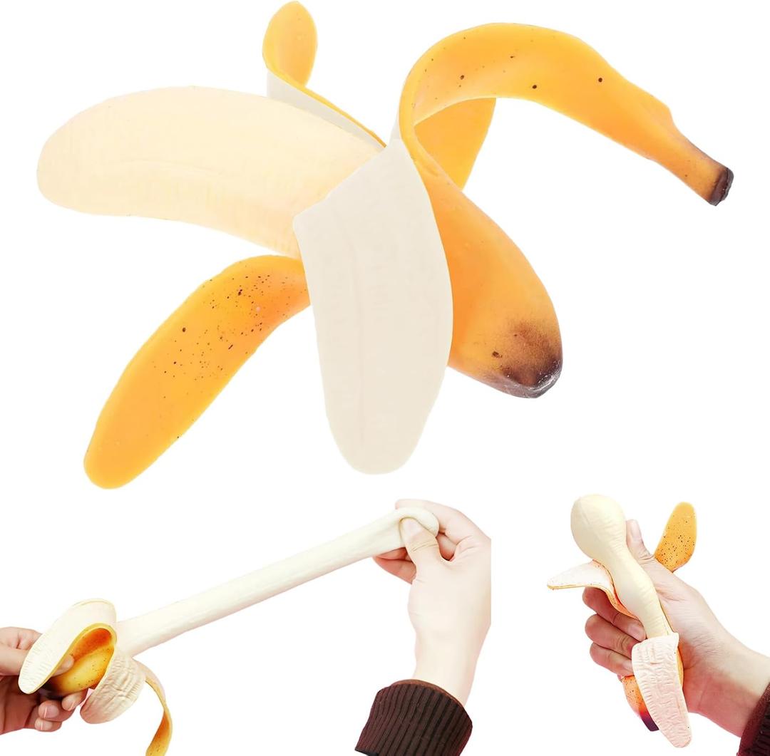 Banana Squishies Fidget Toys for Adults, Squeeze Toys Sensory Toys for Kids with Autism, Anxiety Relief Gift Novelty Squishy Gift, Scented Simulation Fake Bananas