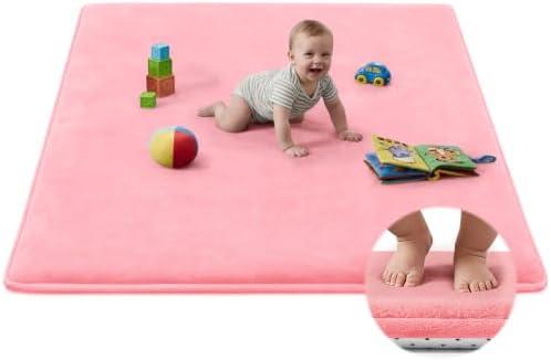 Baby Play Mat for Floor,Tummy Time Area Rug 59x79 Playpen Muscle Mat Pink | Ultra Thick Elastic Foam Playmat Crawling Exercise Activity Cushion Mat Playroom Area Kids Rug for Babies,Toddlers,Infants