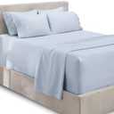 Hearth & Harbor Bed Linen Set - Queen Size - 6 Piece - Ice Blue - Extra Deep Pocket Sheets - Microfiber