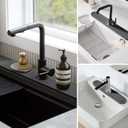 Stone Faucet Mat for Kitchen Sink Diatomite Fast-Drying Stone Tray, Faucet Mat Sink Splash Guard, Decorative Sink Protector for Kitchen Bathroom Counter [Dark Gray, 23.6''x3.9'']