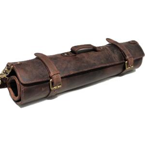 vintage crafts Genuine Buffalo Leather Knife Roll Set Chef's Knife Holder Cutlery Sheath Artist Case Organizer Storage bag Travel Friendly Gift for Men & Women Portable chef knife cases Organizer, Large