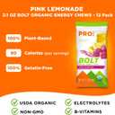 PROBAR - Bolt Organic Energy Chews, Pink Lemonade, Non-GMO, Gluten-Free, USDA Certified Organic, Healthy, Natural Energy, Fast Fuel Gummies with Vitamins B & C (12 Count) (EXP 02/02/26)