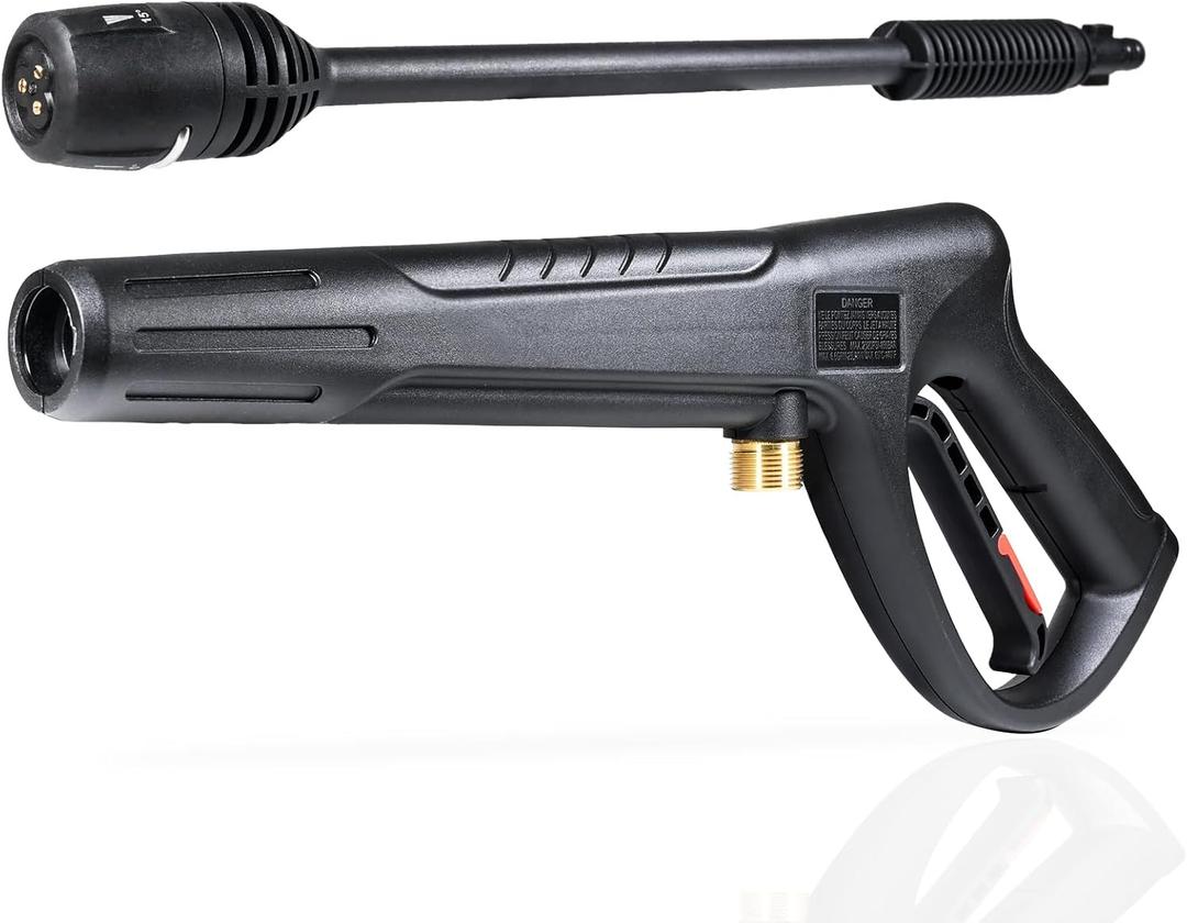 Pressure Washer Gun Wand & 3-in-1 Adjustable Nozzle, M22-14mm Fitting Compatible with Ryobi, Powerstroke, Greenworks, Husky, Raptor Blast, Electric Power Washer (Black)