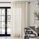 jinchan Extra Wide Sliding Door Curtain 90 Inch Length Natural Linen Curtains Semi Sheer Drapes for Patio Door Living Room Bedroom Home Office Light Filtering Beige Drapes 100 Inches Wide 1 Panel