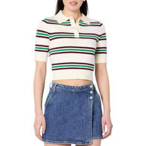 The Drop Women's Gero Short Sleeve Splitneck Polo Sweater Tee