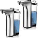 PZOTRUF Automatic Soap Dispenser, Touchless Dish Soap Dispenser 17oz/500ml with Upgraded Infrared Sensor, 5 Adjustable Soap Dispensing Levels, Liquid Hand Dispenser for Bathroom (Silver Set)