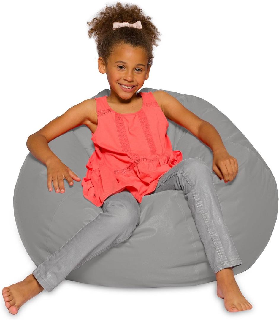 Posh Beanbags Big Comfy Bean Bag Chair: Posh Large Beanbag Chairs with Removable Cover for Kids, Teens and Adults - Polyester Cloth Puff Sack Lounger Furniture for All Ages - 27 Inch - Solid Gray Posh Beanbags Big Comfy Bean Bag Chair: Posh Large Beanbag Chairs with Removable Cover for Kids, Teens and Adults - Polyester Cloth Puff Sack Lounger Furniture for All Ages - 27 Inch - Solid Gray