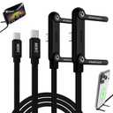 Invisible Holder Charger Cable, 240W PD Fast Charging Cable for Desk, USB-C to USB-C & USB to USB-C Cable 4.9 FT with 360 Adjustable Metal Stand, 2 in 1 Holder Charger for Gaming, Office, Home