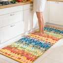 jxgzyy Chenille Hallway Runner Rug, Machine Washable Kitchen Carpet 2'7''10', Non-Slip Low Pile Indoor Lightweight Rug for Kitchen Livingroom Bedroom Laundry Room Entryway, Abstract Colorful Style