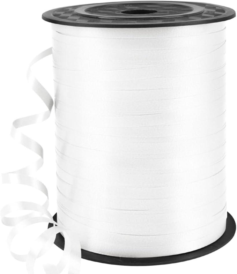 500 Yards Curling Ribbon for Gift Wrapping, 3/16" Balloon String for Christmas Valentine Birthday Wedding Party Festival Decoration, Crafts, Flower Bouquet(Solid White)