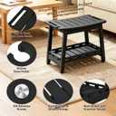 Large HDPE Shower Bench Seat for Shaving Legs, Waterproof Shower Stool with Storage Shelf for Bathroom, Black, 20.8*12.6*17.3in