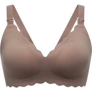 Momcozy Nursing Bras for Breastfeeding, Seamless Pregnancy Maternity Bra Wireless Classic Jelly Strip Support Nursing Bra M