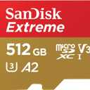 SanDisk 512GB Extreme microSDXC UHS-I Memory Card with Adapter - Up to 190MB/s, C10, U3, V30, 4K, 5K, A2, Micro SD Card - SDSQXAV-512G-GN6MA